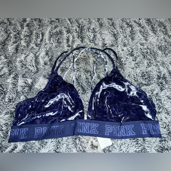 PINK Victoria's Secret Other - NWT Victoria’s Secret Pink Collection Vintage Blue Velvet Strappy Bralette L